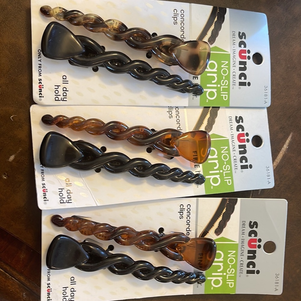 NEW SCUNCI NO-SLIP CONCORDE BEAK HAIR CLIPS CLIP 3 PACKS OF 2 (6 TOTAL) VHTF